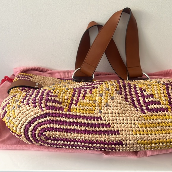 New ISABEL MARANT Bahiba Leather Trimmed Woven Raffia Tote Bag Handbag - Picture 8 of 10